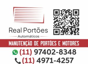 Manutenção de Portão Automático no ABC 📞 (11) 4971-4257 | Agende sua manutenção com a Real Portões e evite problemas com seu portão. Realizamos atendimento em todo grande ABC: Santo André São Bernardo, São Caetano e Também em Diadema, Mauá e Ribeirão Pires.